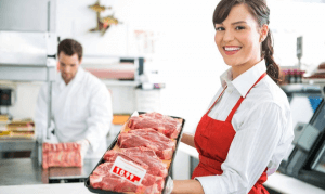 butcher in meat markets